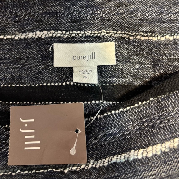 J. Jill Pure Jill Navy Black Stripe 3/4 Sleeve Top New With Tags Women Size XL - Picture 4 of 7